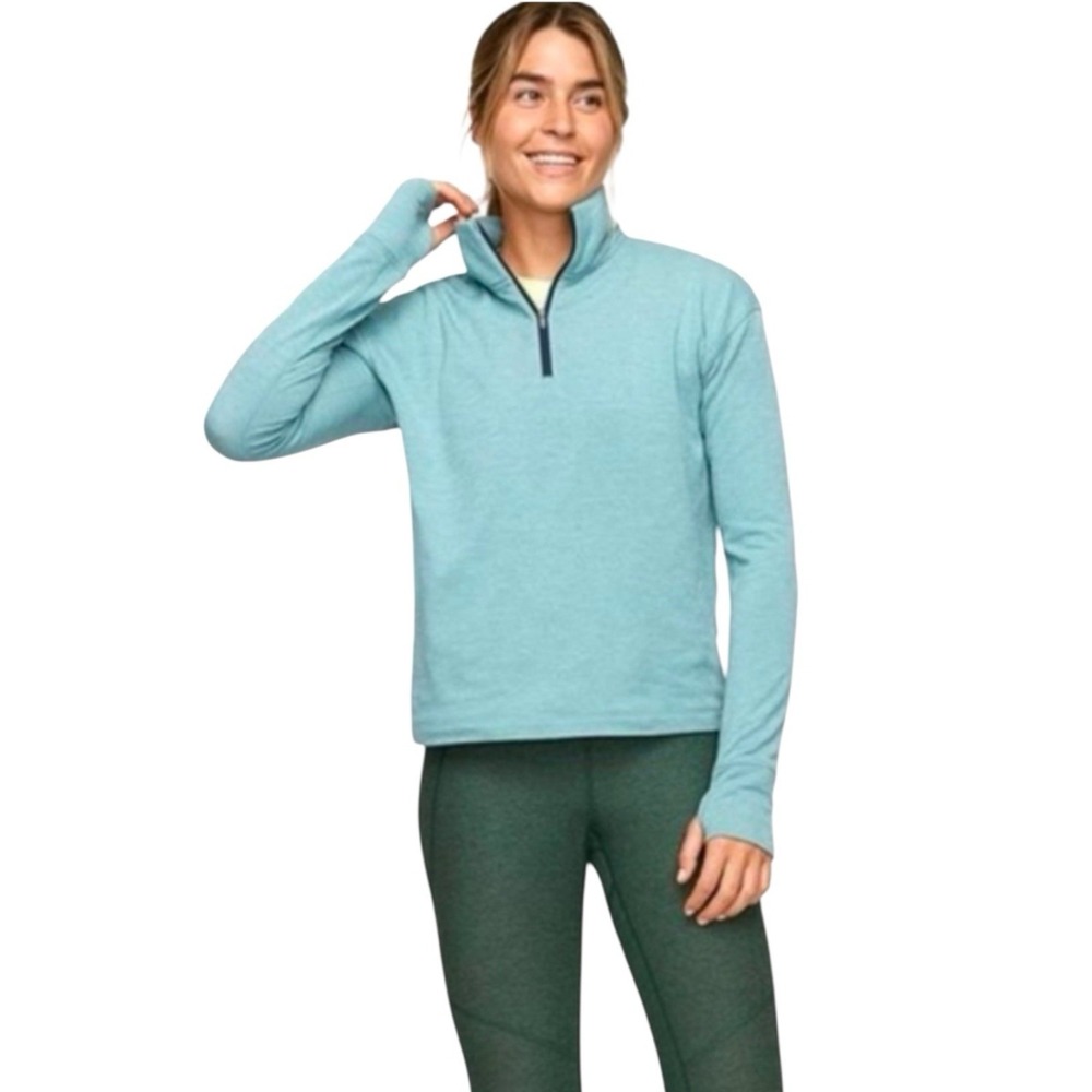 Outdoor Voices Slate Blue 1/4 Zip Pullover Thumbhole Activewear Small